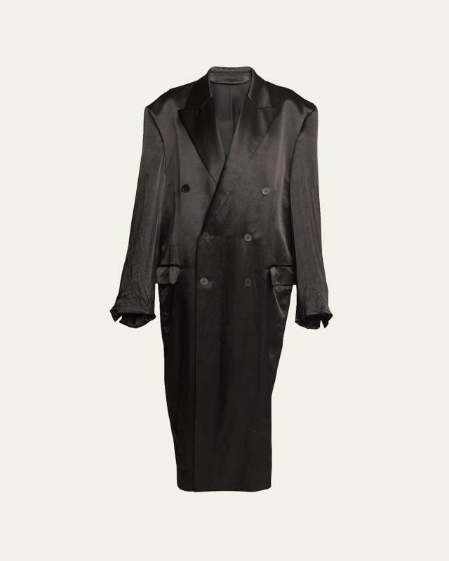 Steroid Double-Breast Satin Oversized Coat